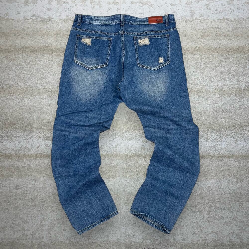 Vintage Y2K Skater Jeans 40x30 Slim Fit Medium Wash Denim Rap Style Art